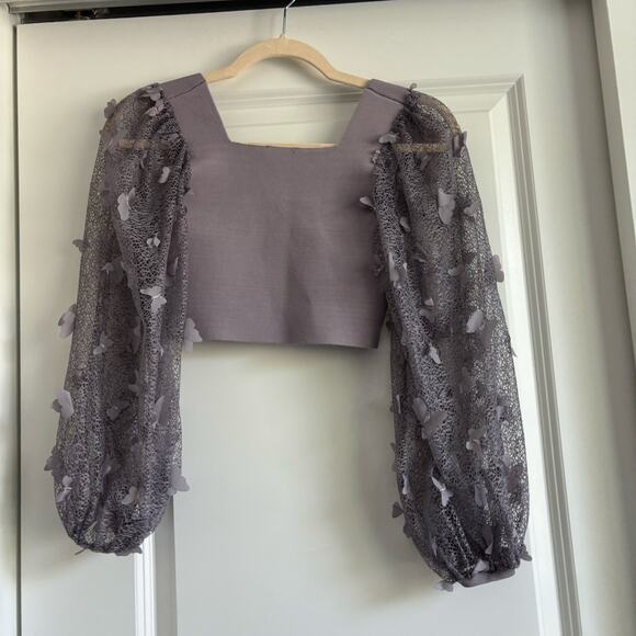 Free People Women’s Purple Lilac Flutter By Crop XS Butterfly Femenine Coquette - Picture 8 of 8